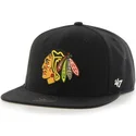 47-brand-flat-brim-chicago-blackhawks-nhl-captain-black-snapback-cap