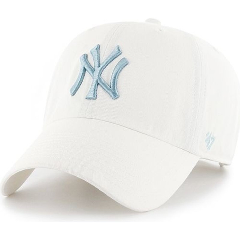 47-brand-curved-brim-blue-logo-new-york-yankees-mlb-clean-up-white-cap