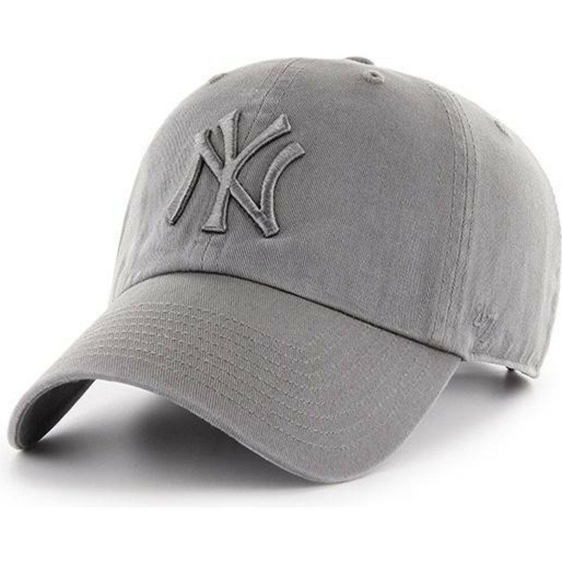 47-brand-curved-brim-grey-logo-new-york-yankees-mlb-clean-up-grey-cap