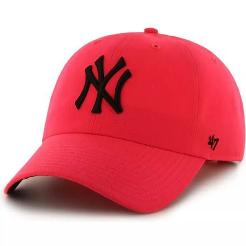 47-brand-curved-brim-new-york-yankees-mlb-clean-up-neon-pink-cap