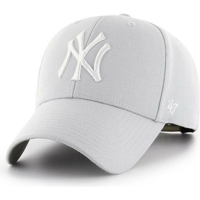 47-brand-curved-brim-new-york-yankees-mlb-mvp-silver-grey-snapback-cap