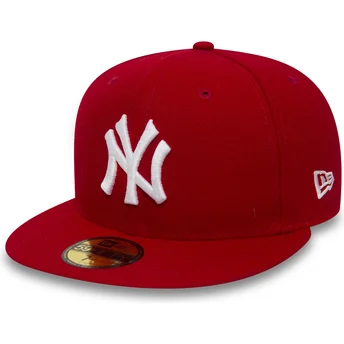 Καπέλα επίπεδη κόκκινο προσαρμοσμένο 59FIFTY Essential από New York Yankees MLB από New Era