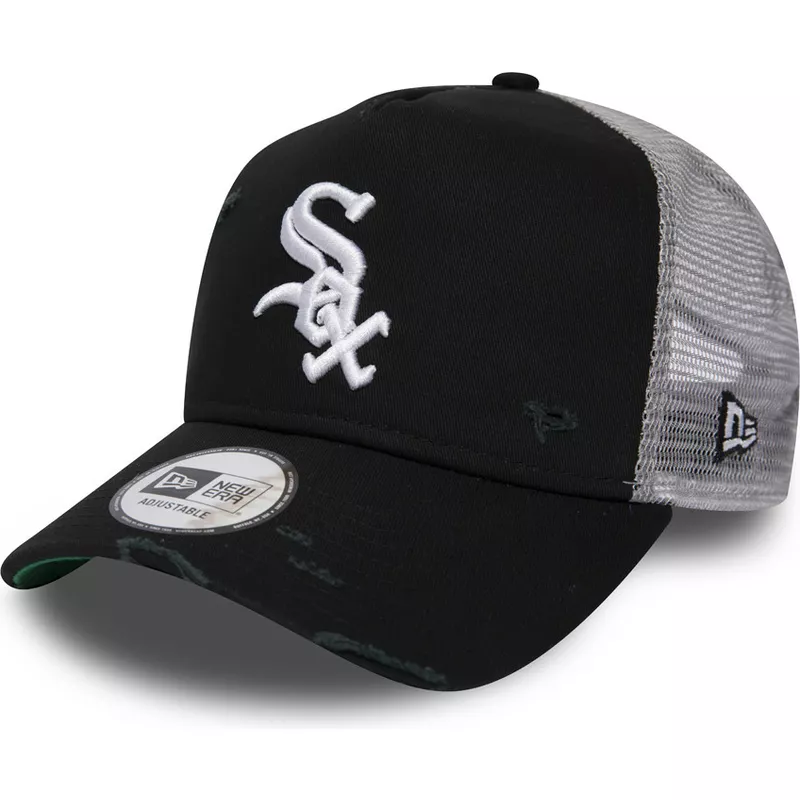 new-era-distressed-a-frame-chicago-white-sox-mlb-black-trucker-hat