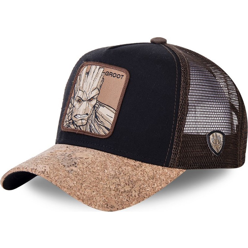 Capslab Groot GRO4 Marvel Comics Black and Brown Trucker Hat with Cork