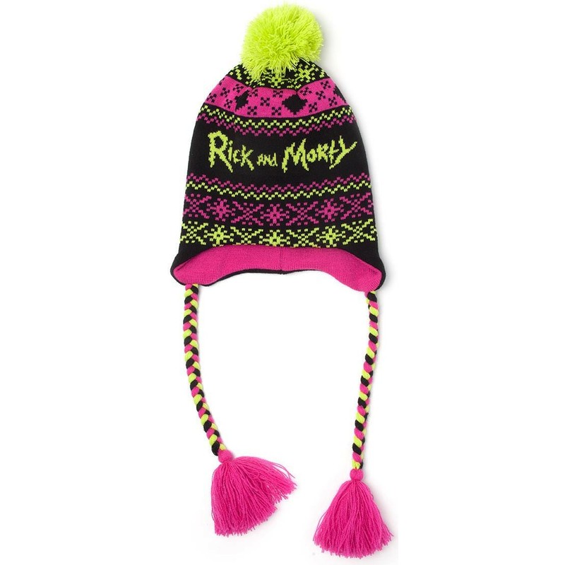 difuzed-acid-rick-and-morty-black-pink-and-green-sherpa-beanie