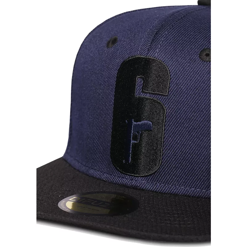 difuzed-flat-brim-logo-tom-clancy-s-rainbow-six-siege-navy-blue-and-black-snapback-cap