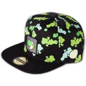 difuzed-flat-brim-yoshi-badge-super-mario-bros-black-and-green-snapback-cap