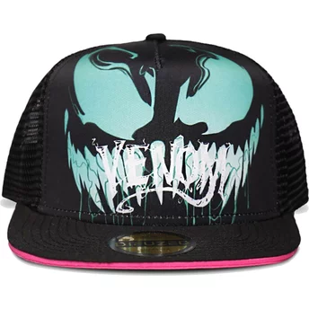 Difuzed Youth Venom Marvel Comics Black and Pink Snapback Flat Brim Trucker Hat