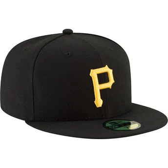 Καπέλα επίπεδη μαύρο προσαρμοσμένο 59FIFTY AC Perf από Pittsburgh Pirates MLB από New Era