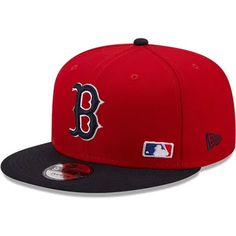 New Era Flat Brim 9FIFTY Team Arch Boston Red Sox MLB Red and Navy Blue Snapback Cap