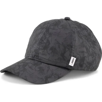 Puma Curved Brim Women Ponytail Black and Grey Adjustable Cap