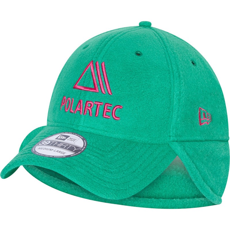 new-era-curved-brim-39thirty-polartec-dog-ear-fleece-green-fitted-cap