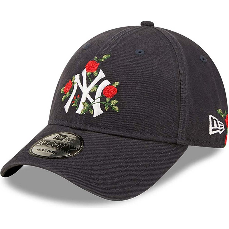 new-era-curved-brim-9forty-flower-new-york-yankees-mlb-navy-blue-adjustable-cap