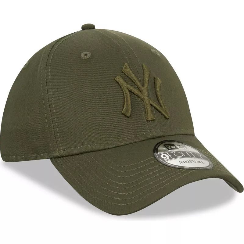 new-era-curved-brim-green-logo-9forty-league-essential-new-york-yankees-mlb-green-snapback-cap