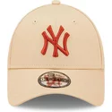 new-era-curved-brim-brown-logo-9forty-league-essential-new-york-yankees-mlb-beige-adjustable-cap