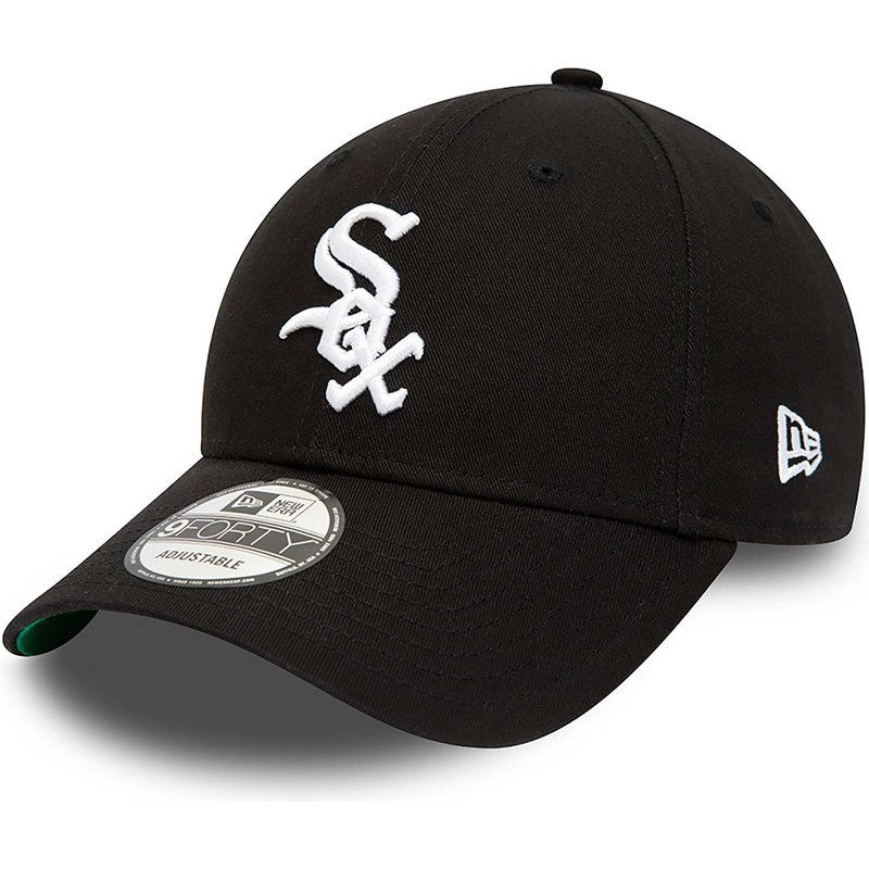 new-era-curved-brim-9forty-team-side-patch-chicago-white-sox-mlb-black-adjustable-cap