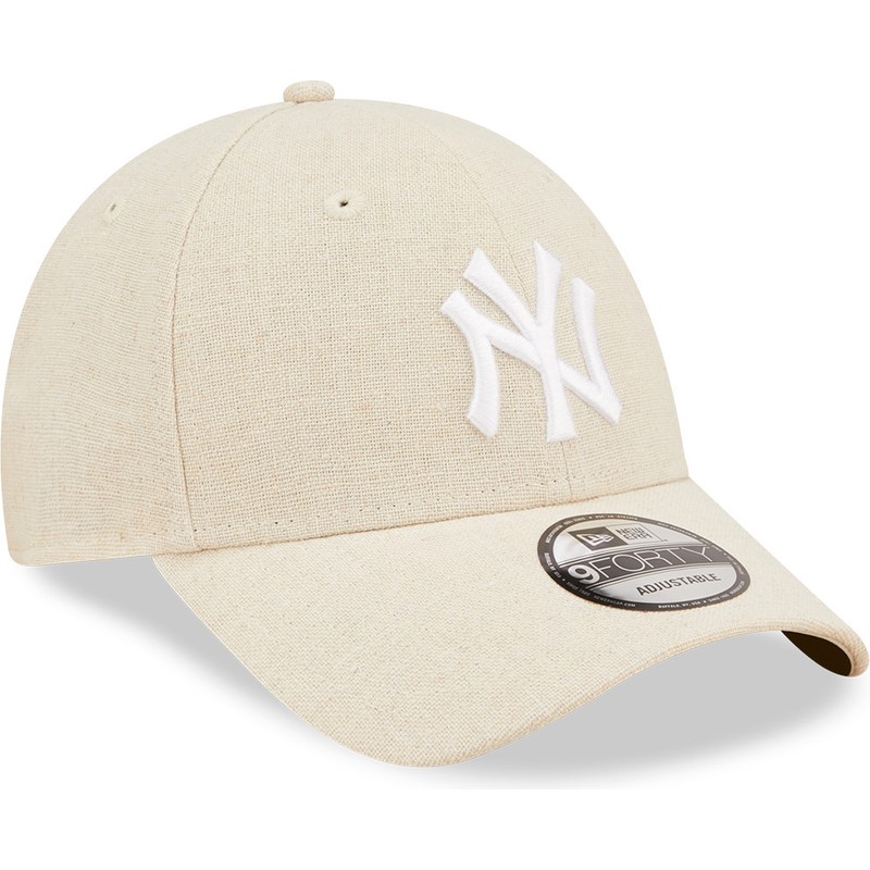 new-era-curved-brim-9forty-linen-new-york-yankees-mlb-beige-adjustable-cap