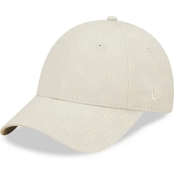 Καπέλα καμπύλη μπεζ ρυθμιζόμενη ταινία 9FORTY Monogram από New York Yankees MLB από New Era