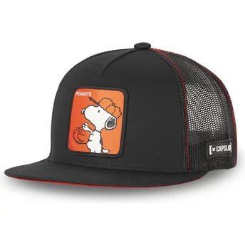 Capslab Flat Brim Snoopy CASF BA1 Peanuts Black Trucker Hat