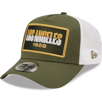 New Era Los Angeles A Frame Repreve USA State Green and White Trucker Hat