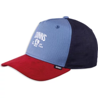 Djinns Curved Brim Do Nothing Club HFT DNC Mix Fabric Blue and Red Adjustable Cap