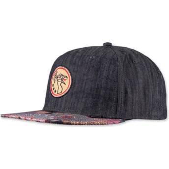 Καπέλα επίπεδη μαύρο snapback Peacock Linen Rev από Djinns