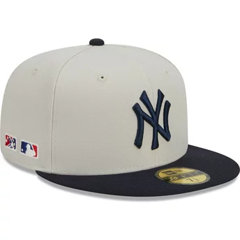 New Era Flat Brim 59FIFTY Farm Team New York Yankees MLB Grey and Navy Blue Fitted Cap