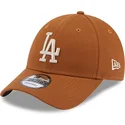 new-era-curved-brim-9forty-league-essential-los-angeles-dodgers-mlb-brown-adjustable-cap-with-beige-logo