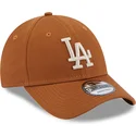 new-era-curved-brim-9forty-league-essential-los-angeles-dodgers-mlb-brown-adjustable-cap-with-beige-logo