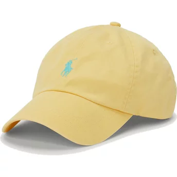 Polo Ralph Lauren Curved Brim Blue Logo Cotton Chino Classic Sport Yellow Adjustable Cap