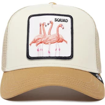 Goorin Bros. Flamingo Squad The Farm Premium Beige and Brown Trucker Hat