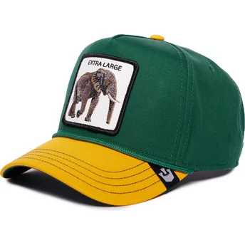 Goorin Bros. Curved Brim Elephant Extra Large 100 The Farm All Over Canvas Green and Yellow Snapback Cap