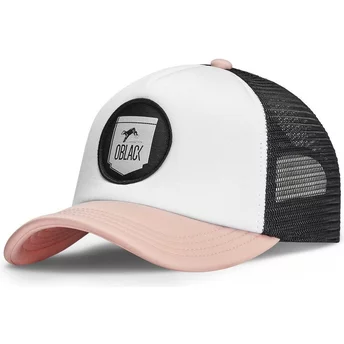 Oblack Classic White, Pink and Black Trucker Hat