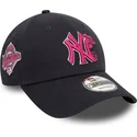 new-era-curved-brim-pink-logo-9forty-flower-icon-new-york-yankees-mlb-navy-blue-adjustable-cap