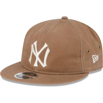 New Era Flat Brim 9FIFTY Waxed Canvas New York Yankees MLB Brown Adjustable Cap