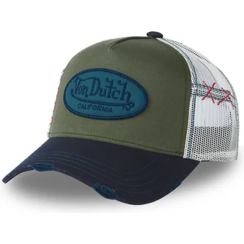 Von Dutch NAKA Green, White and Blue Trucker Hat