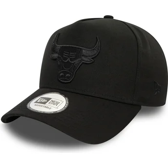 New Era Curved Brim Black Logo 9FORTY E Frame Monochrome Chicago Bulls NBA Black Snapback Cap