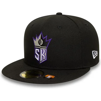 Καπέλα επίπεδη μαύρο προσαρμοσμένο 59FIFTY Classic από Sacramento Kings NBA από New Era