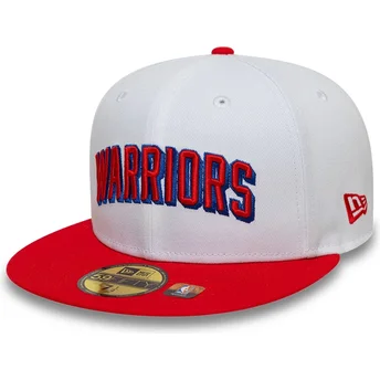 Καπέλα επίπεδη κόκκινο προσαρμοσμένο 59FIFTY Classic από Golden State Warriors NBA από New Era