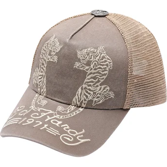 Ed Hardy Desert Tiger Beige Trucker Hat