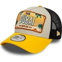 new-era-9forty-a-frame-license-plate-cities-and-beaches-dubai-beige-and-yellow-trucker-hat