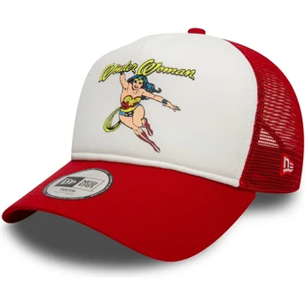 New Era Youth Wonder Woman 9FORTY A Frame DC Comics White and Red Trucker Hat