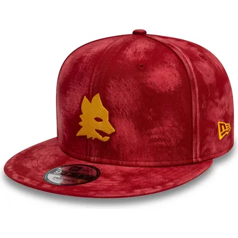 Καπέλα επίπεδη κόκκινο snapback 9FIFTY Tie Dye από Associazione Sportiva Roma Serie A από New Era