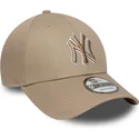 new-era-curved-brim-brown-logo-9forty-outline-new-york-yankees-mlb-light-brown-adjustable-cap