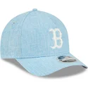 new-era-curved-brim-9forty-m-crown-a-frame-cotton-weave-boston-red-sox-mlb-light-blue-snapback-cap