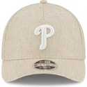 new-era-curved-brim-9forty-m-crown-a-frame-cotton-weave-philadelphia-phillies-mlb-beige-snapback-cap