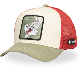 Capslab Bugs Bunny LOO11 BUG1 Looney Tunes Beige, Red and Green Trucker Hat