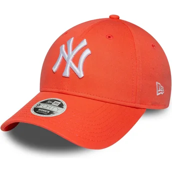 New Era Curved Brim Women 9FORTY League Essential New York Yankees MLB Orange Adjustable Cap
