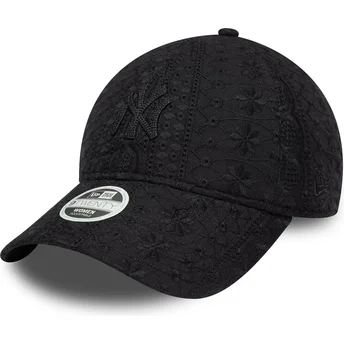 Καπέλα καμπύλη μαύρο ρυθμιζόμενη ταινία 9TWENTY Broderie από New York Yankees MLB από New Era