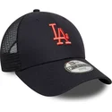 new-era-youth-red-logo-9forty-homefield-los-angeles-dodgers-mlb-navy-blue-adjustable-trucker-hat